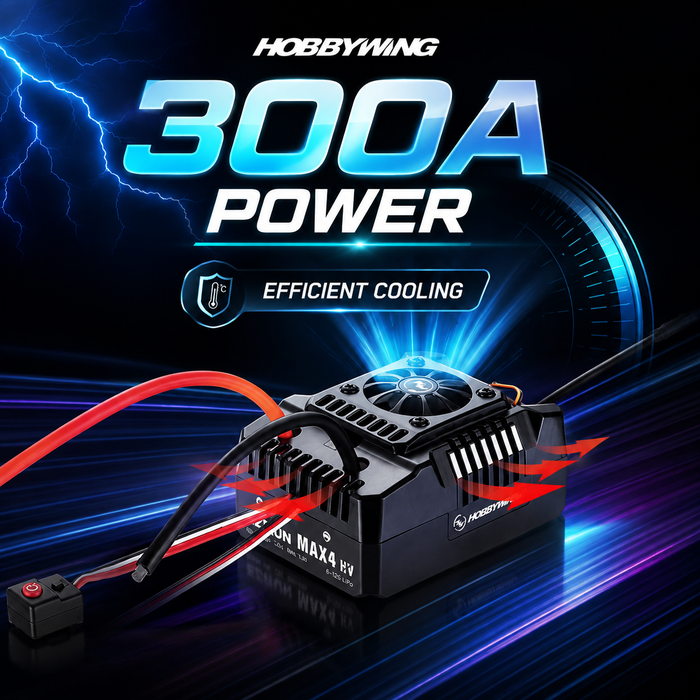 Hobbywing EZRUN MAX4 HV 300A 6–12S sensorstyrt børsteløs ESC for 1/5 RC-biler