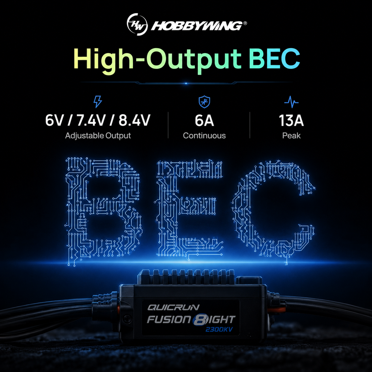Hobbywing QUICRUN Fusion 8IGHT 2300KV FOC 2-in-1 80A ESC & Motor