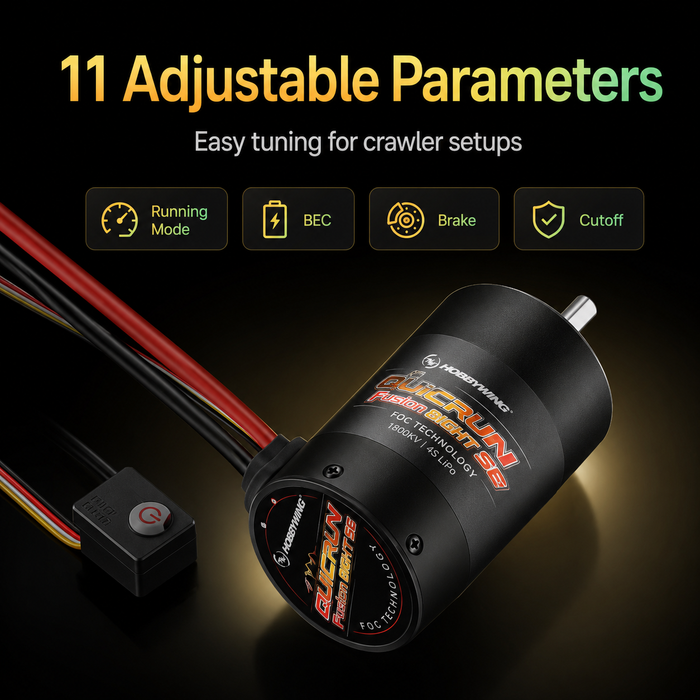 Sistema de motor y ESC 2 en 1 Hobbywing QUICRUN Fusion 8IGHT SE 1800KV FOC de 60 A para crawlers RC a escala 1/8