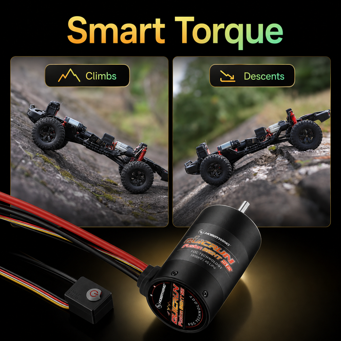 Sistema de motor y ESC 2 en 1 Hobbywing QUICRUN Fusion 8IGHT SE 1800KV FOC de 60 A para crawlers RC a escala 1/8