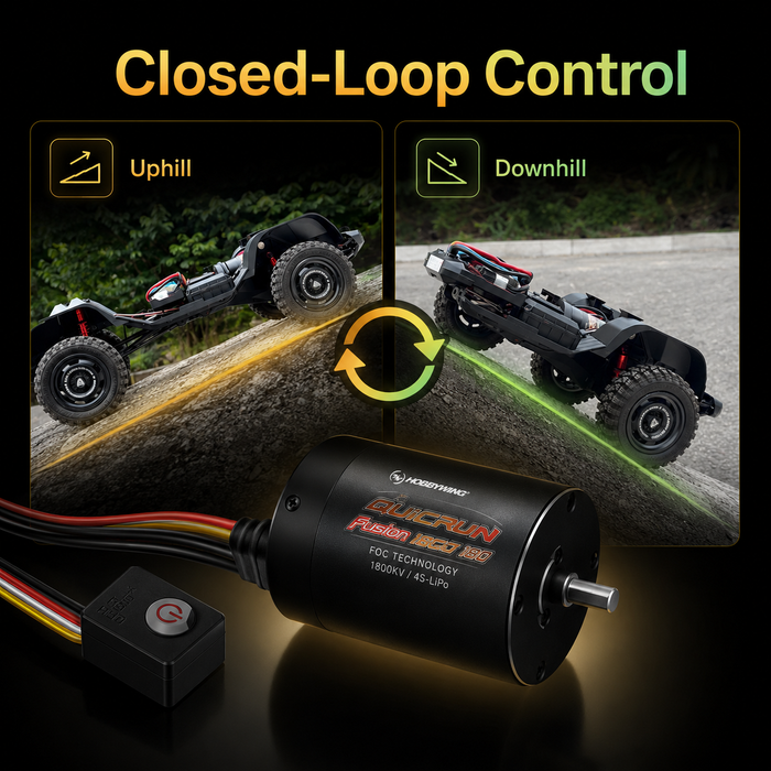 Sistema de motor y ESC 2 en 1 Hobbywing QUICRUN Fusion 8IGHT SE 1800KV FOC de 60 A para crawlers RC a escala 1/8