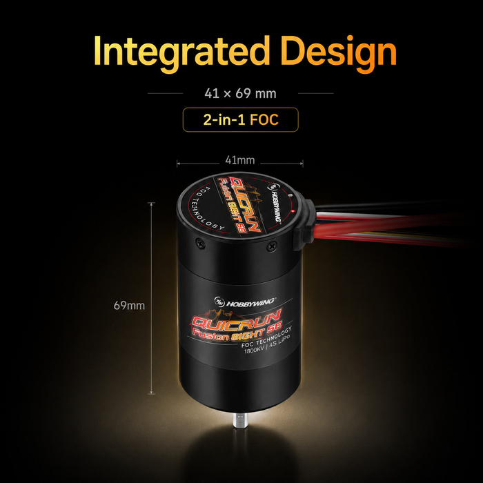Sistema de motor y ESC 2 en 1 Hobbywing QUICRUN Fusion 8IGHT SE 1800KV FOC de 60 A para crawlers RC a escala 1/8