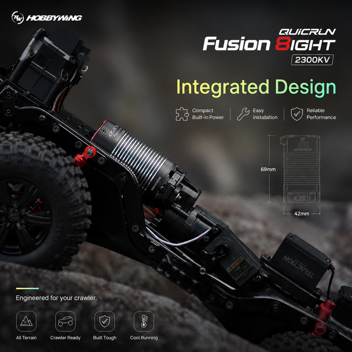 Hobbywing QUICRUN Fusion 8IGHT 2300KV FOC 2-in-1 80A ESC 및 모터 시스템, 1/8 RC 크롤러용