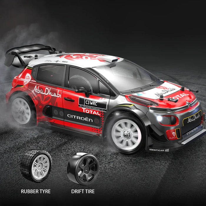 MJX 14303 performing drift with smoke using drift and rally tires – brushless 1/14 RC car