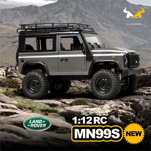 MNRC MN99S 1/12 RC Crawler Car Land Rover Defender D90 4WD Off-Road Truck on Rocky Terrain