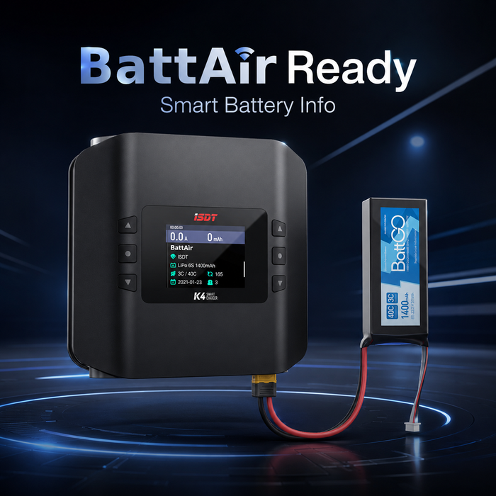 ISDT K4 smart charger with BattAir battery information and intelligent charging support