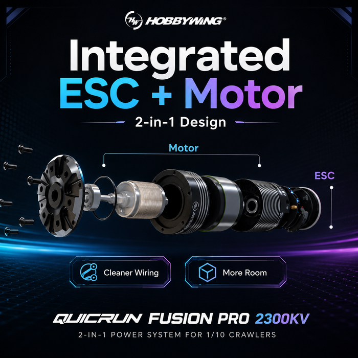 Hobbywing QUICRUN Fusion Pro 2300KV FOC 2-in-1 60A ESC & Motor System for 1/10 RC Crawlers