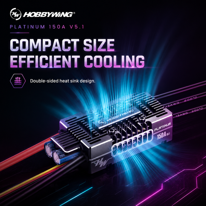 Hobbywing Platinum 150A V5.1 Brushless 3-8S ESC with 5-12V SBEC for 550 Helicopters & RC Aircraft
