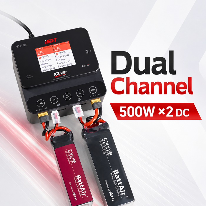 ISDT K2 ZIP Dual charger with 500W x2 DC dual channel charging
