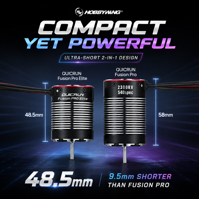 Hobbywing QUICRUN Fusion Pro Elite 2300KV FOC 2-in-1 50A ESC & Motor System for 1/10 RC Crawlers