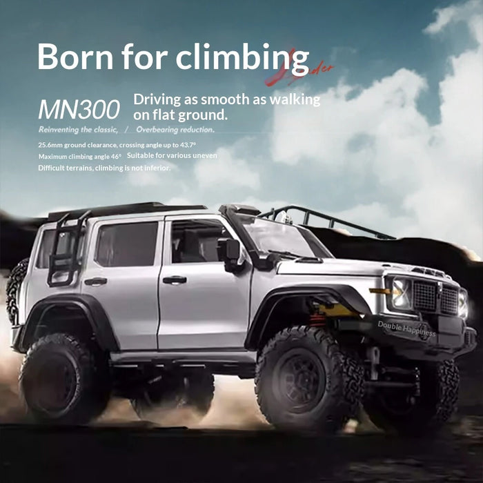 MNRC MN300 silver RC rock crawler climbing off-road