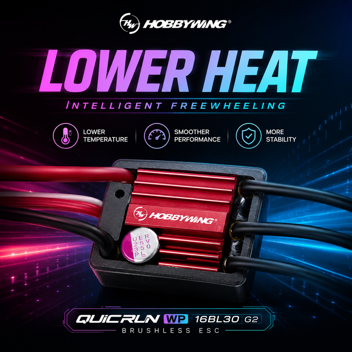Hobbywing QUICRUN WP 16BL30 G2 30A 2-3S Waterproof Brushless ESC for 1/16 1/18 RC Cars