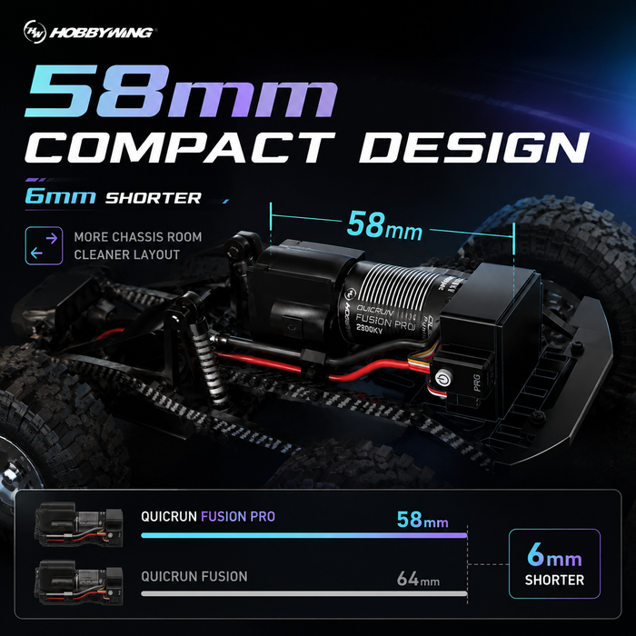 Hobbywing QUICRUN Fusion Pro 2300KV FOC 2-in-1 60A ESC & Motor System for 1/10 RC Crawlers