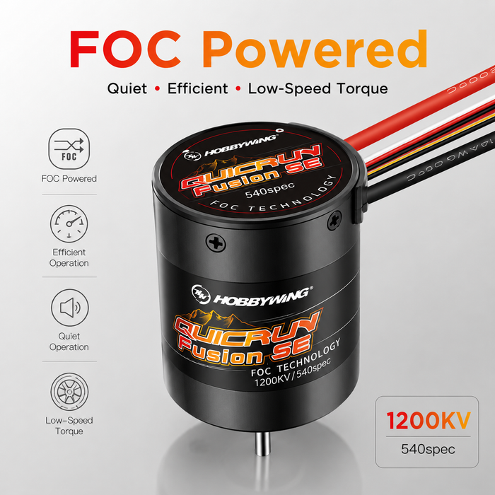 Systém Hobbywing QUICRUN Fusion SE 1200KV FOC 2 v 1 s regulátorem otáček 40 A a motorem pro crawler modely RC v měřítku 1/10