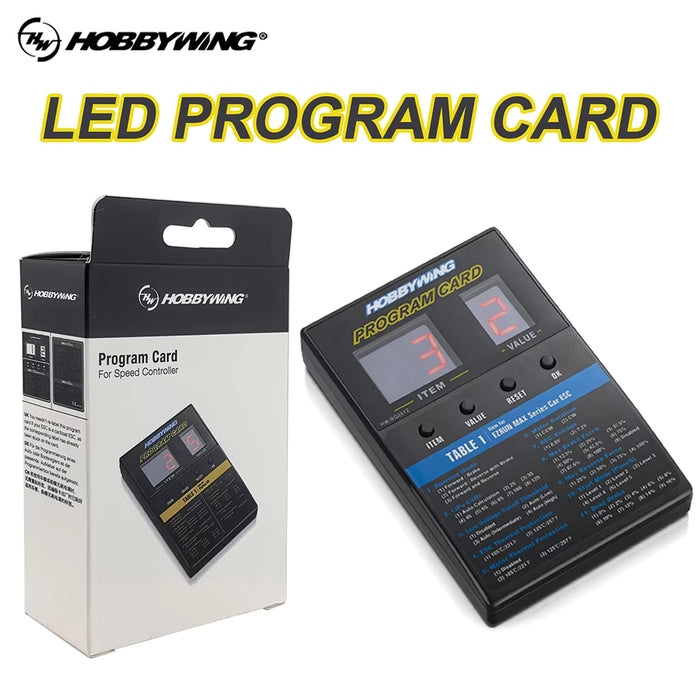 Hobbywing ESC LED Program Card for FlyFun, SkyWalker, Platinum, QuicRun, EzRun and SeaKing