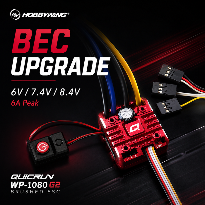 Hobbywing QuicRun WP 1080 G2 Brushed ESC 80A 2-3S for 1/10 RC Crawlers