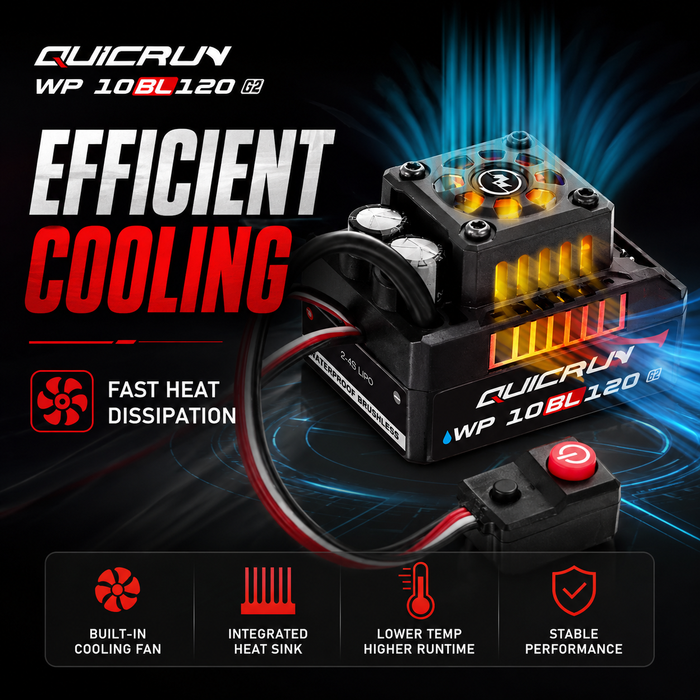Hobbywing QUICRUN WP 10BL120 G2 120A 2-4S Waterproof Brushless ESC for 1/10 RC Trucks