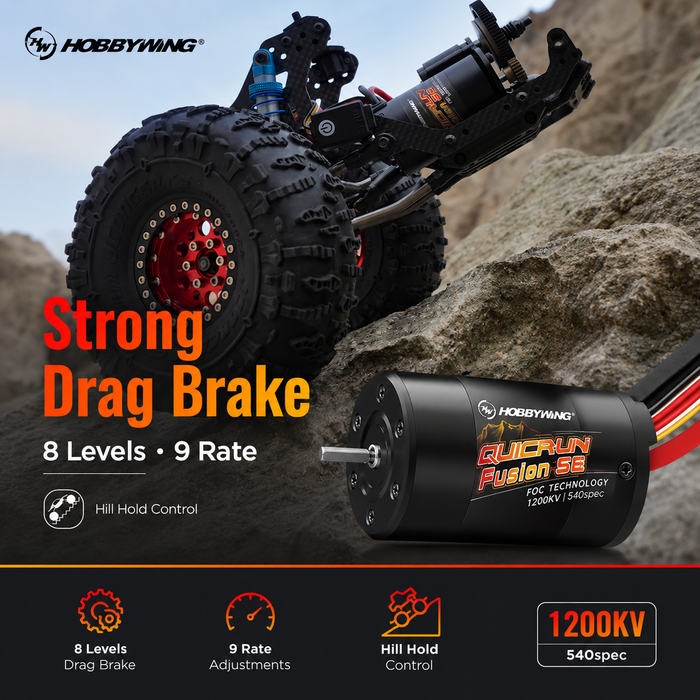 Systém Hobbywing QUICRUN Fusion SE 1200KV FOC 2 v 1 s regulátorem otáček 40 A a motorem pro crawler modely RC v měřítku 1/10