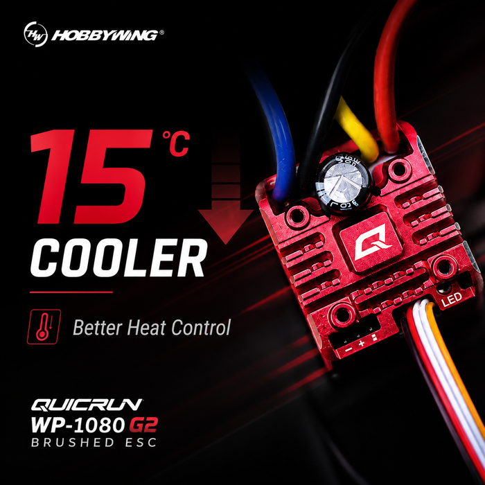 Hobbywing QuicRun WP 1080 G2 Brushed ESC 80A 2-3S for 1/10 RC Crawlers
