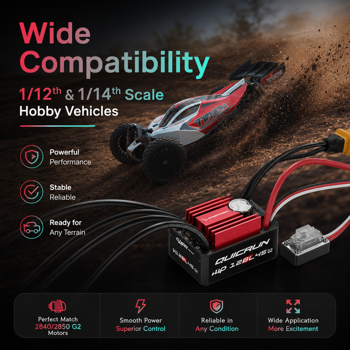 Hobbywing QUICRUN WP 12BL45 G2 45A 2-3S Waterproof Brushless ESC with XT60 for 1/12 1/14 RC Cars