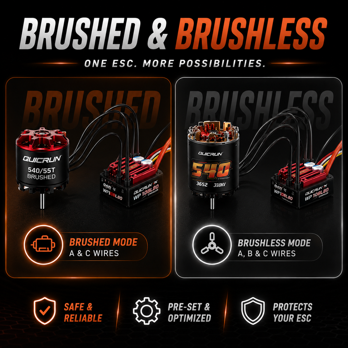 Hobbywing QUICRUN WP 10BL80 Crawler 80A Waterproof Brushed & Brushless ESC for 1/10 RC Crawler Car