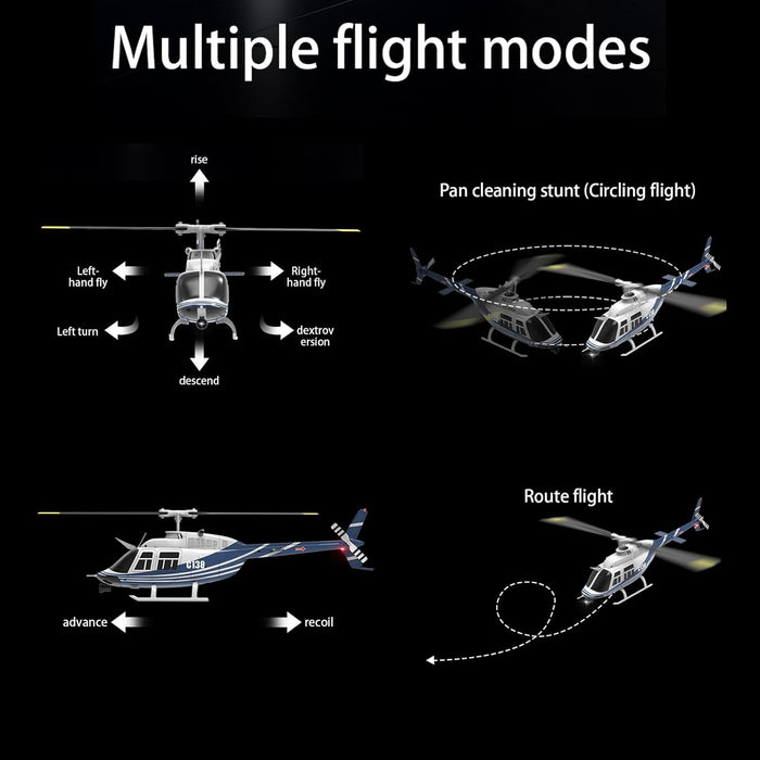 Multi-directional flight capability of RC ERA C138 Bell 206 RC helicopter