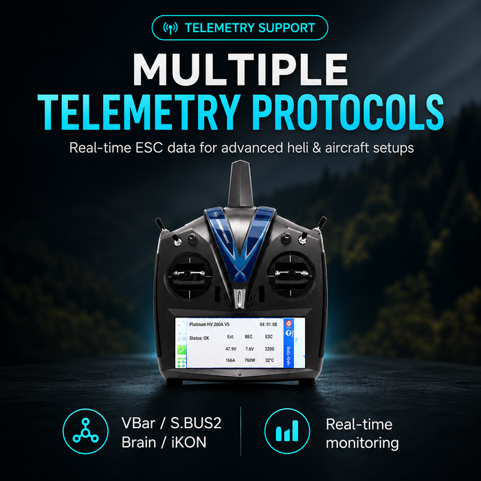 Hobbywing Platinum 260A HV SBEC V5 telemetry protocol support for VBar S.Bus2 Brain and iKON