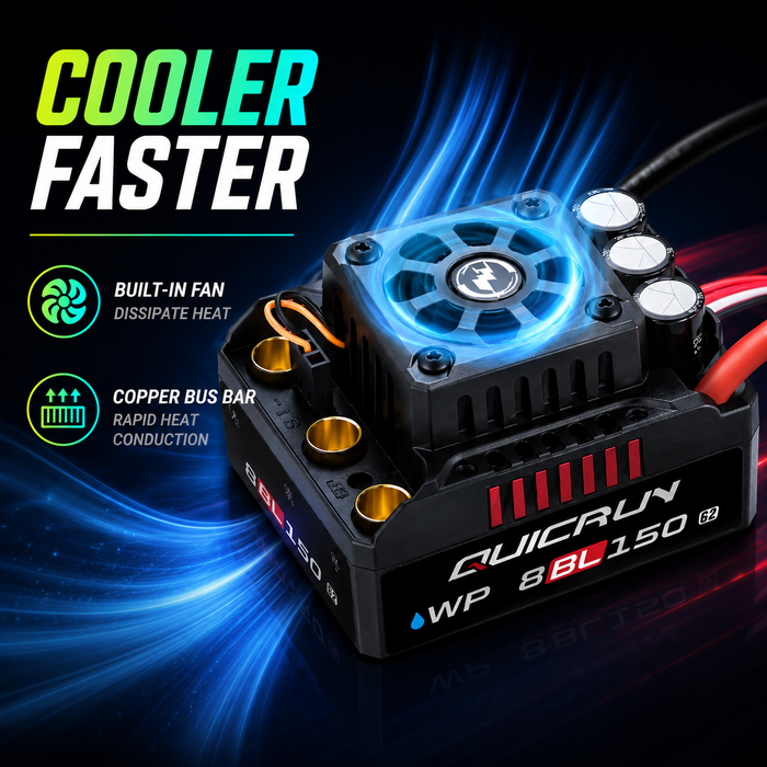 Hobbywing QUICRUN WP 8BL150 G2 150A 3-6S Waterproof Brushless ESC for 1/8 RC Trucks