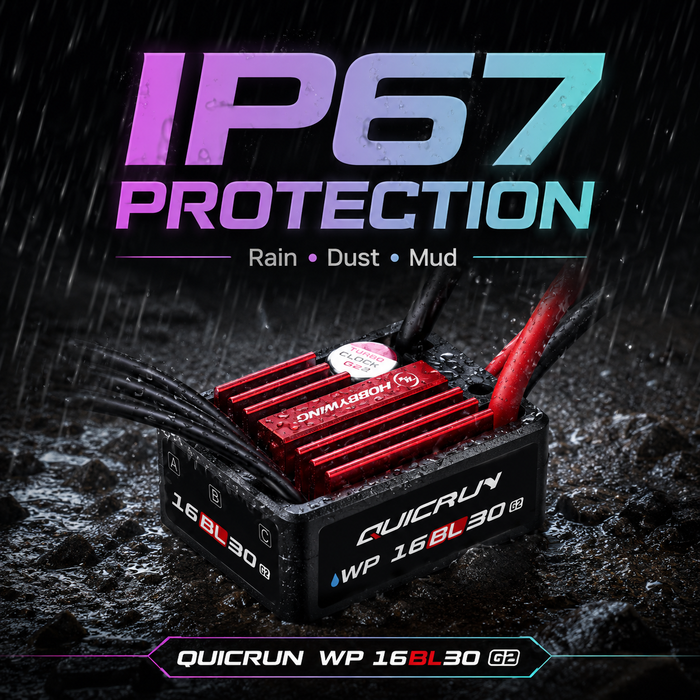 Hobbywing QUICRUN WP 16BL30 G2 30A 2-3S Waterproof Brushless ESC for 1/16 1/18 RC Cars