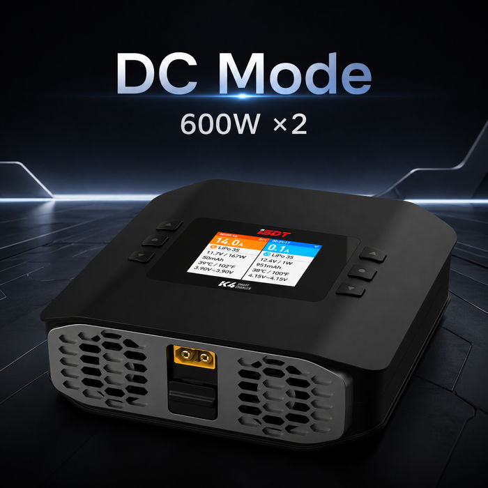 ISDT K4 DC mode charger with 600W x2 dual channel charging capability