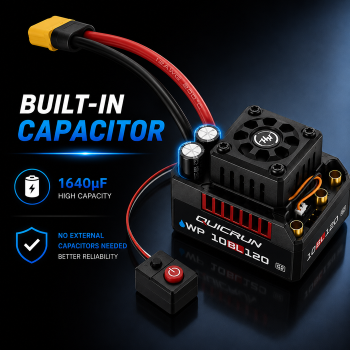 Hobbywing QUICRUN WP 10BL120 G2 120A 2-4S Waterproof Brushless ESC for 1/10 RC Trucks
