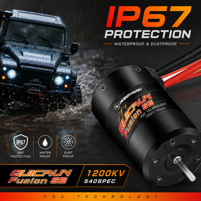 Systém Hobbywing QUICRUN Fusion SE 1200KV FOC 2 v 1 s regulátorem otáček 40 A a motorem pro crawler modely RC v měřítku 1/10