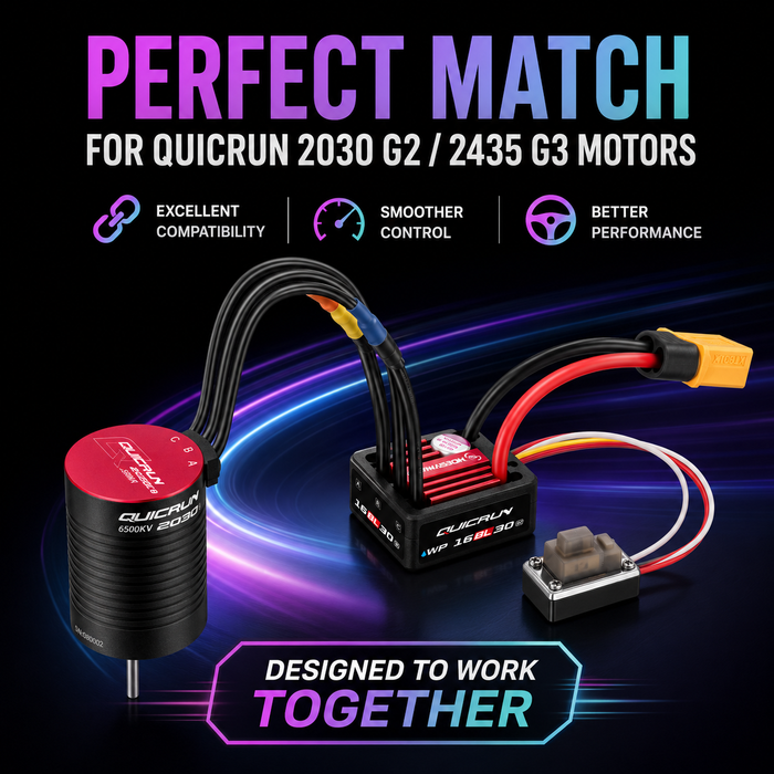 Hobbywing QUICRUN WP 16BL30 G2 30A 2-3S Waterproof Brushless ESC for 1/16 1/18 RC Cars
