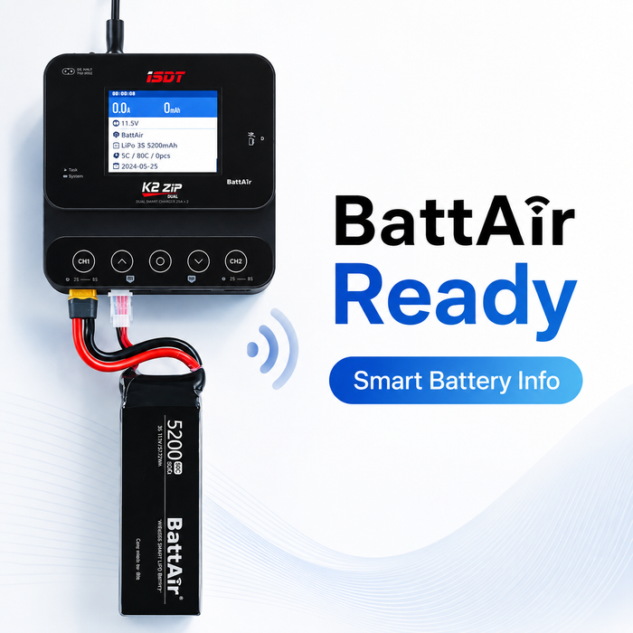 ISDT K2 ZIP BattAir smart battery information and automatic parameter recognition