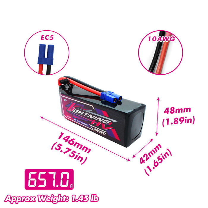 Size and weight overview of cnhl 8500mah 4s 120c lipo battery