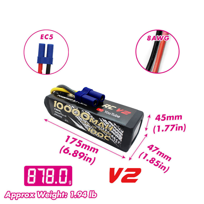 CNHL Innovation RC 10000mAh 14.8V 4S 100C Lipo Battery with EC5 Plug