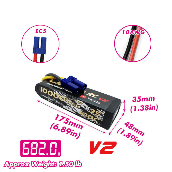 CNHL Innovation RC Series 10000mAh 11.1V 3S 100C Lipo Battery with EC5 Plug