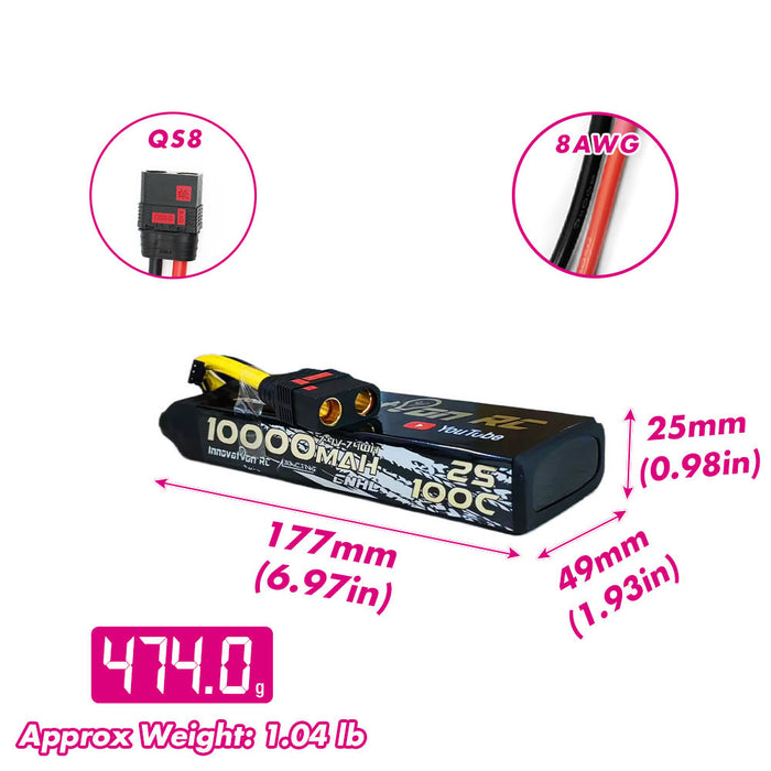 CNHL Racing Series 10000mAh 7.4V 2S 100C Lipo Battery with QS8 Plug