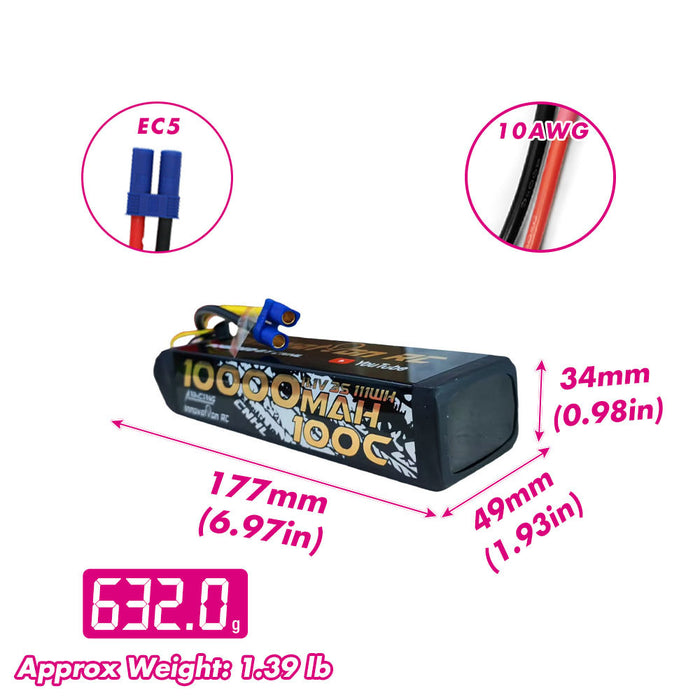 CNHL Racing Series 10000mAh 14.8V 4S 100C Batería Lipo con enchufe QS8