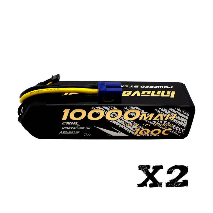 2 Packs CNHL Racing Series 10000mAh 14.8V 4S 100C Lipo Battery with EC5 Plug - CA Warehouse