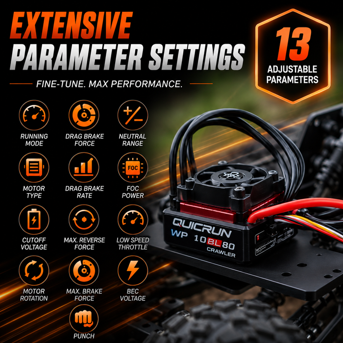 Hobbywing QUICRUN WP 10BL80 Crawler 80A Waterproof Brushed & Brushless ESC for 1/10 RC Crawler Car