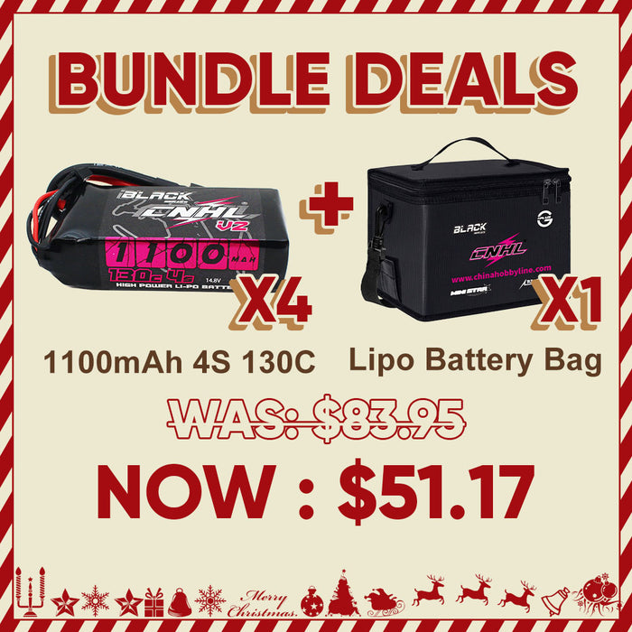 4パック 4S 1100mAh 130C XT60 + LiPoバッテリーバッグ