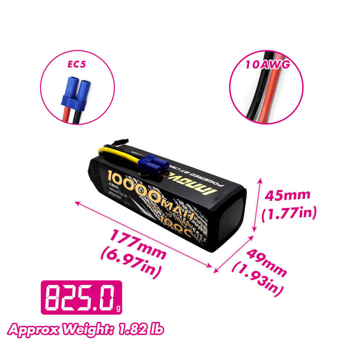 CNHL Racing Series 10000mAh 14.8V 4S 100C Lipo Battery avec plug