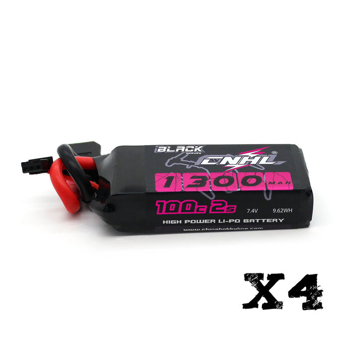 4 pacchetti CNHL Black Series 1300MAH 7.4V 2S 100C Lipo Battery con plug XT60- magazzino nel Regno Unito