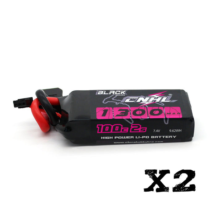 2 Packs CNHL Black Series 1300mAh 7.4V 2S 100C Lipo Battery with XT60 Plug-UK Warehouse