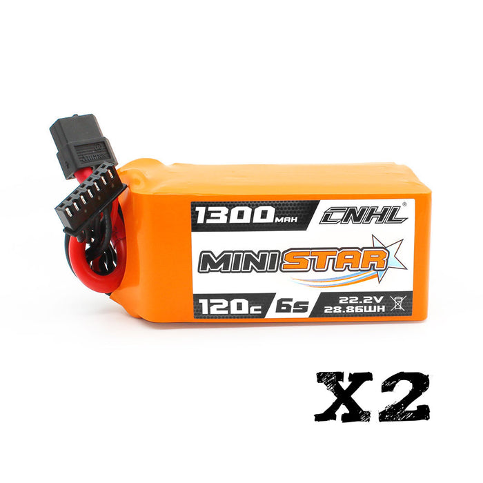 2 Packs CNHL MiniStar 1300mAh 22.2V 6S 120C Lipo Battery with XT60 Plug