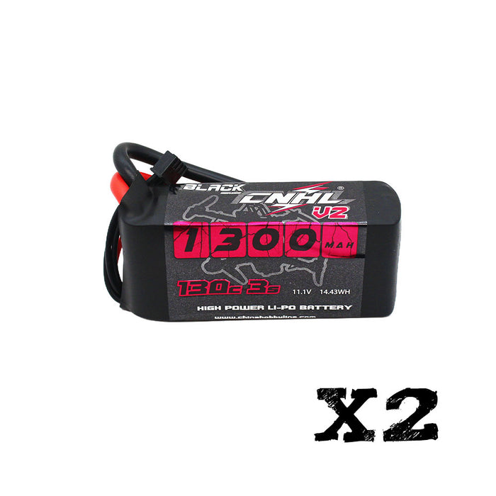 2 Packs CNHL Black Series  V2.0 1300mAh 11.1V 3S 130C Lipo Battery with XT60 Plug