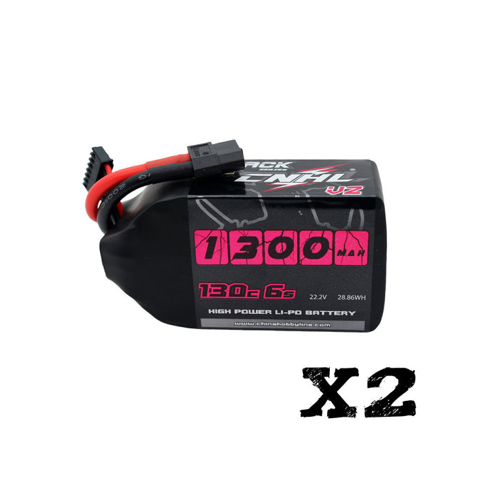 [Combo] 2 Packs CNHL Black Series 1300mAh 22.2V 6S 100C Lipo Battery with XT60 Plug