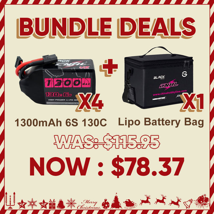4パック 6S 1300mAh 130C XT60 + LiPoバッテリーバッグ