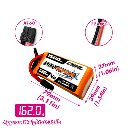 CNHL MiniStar 1500mAh 4S 120C LiPo Battery with XT60 Plug